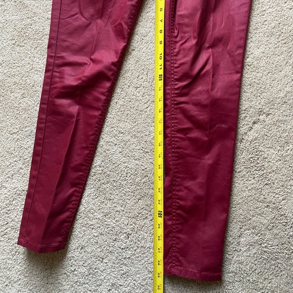 Bisou Bisou Coated Burgundy Red Skinny Jeans Size 10 - Picture 6 of 9